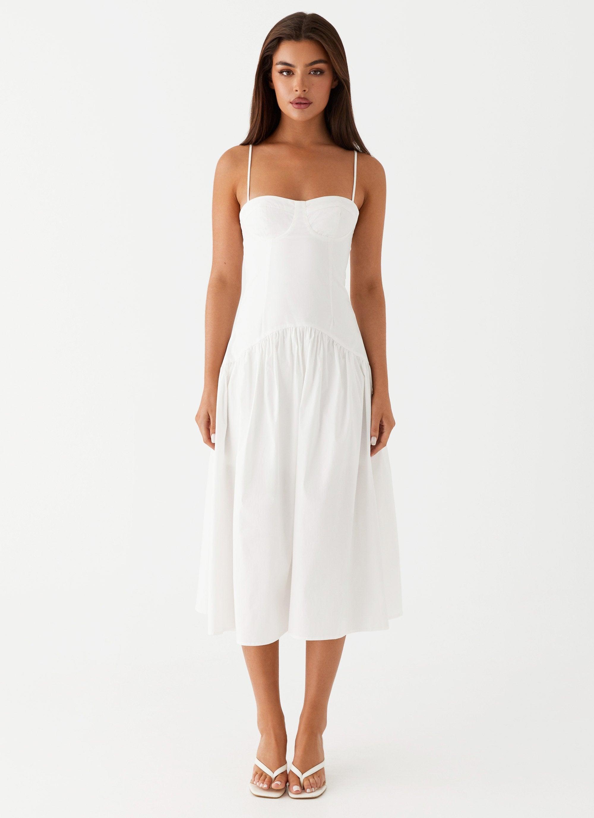 Yvette Corset Midi Dress - White Product Image