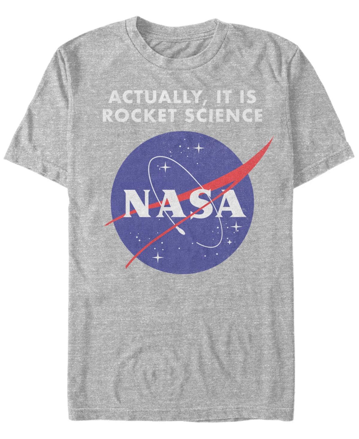 Mens NASA Logo Actually It Is Rocket Science Tee Athletic Grey Product Image