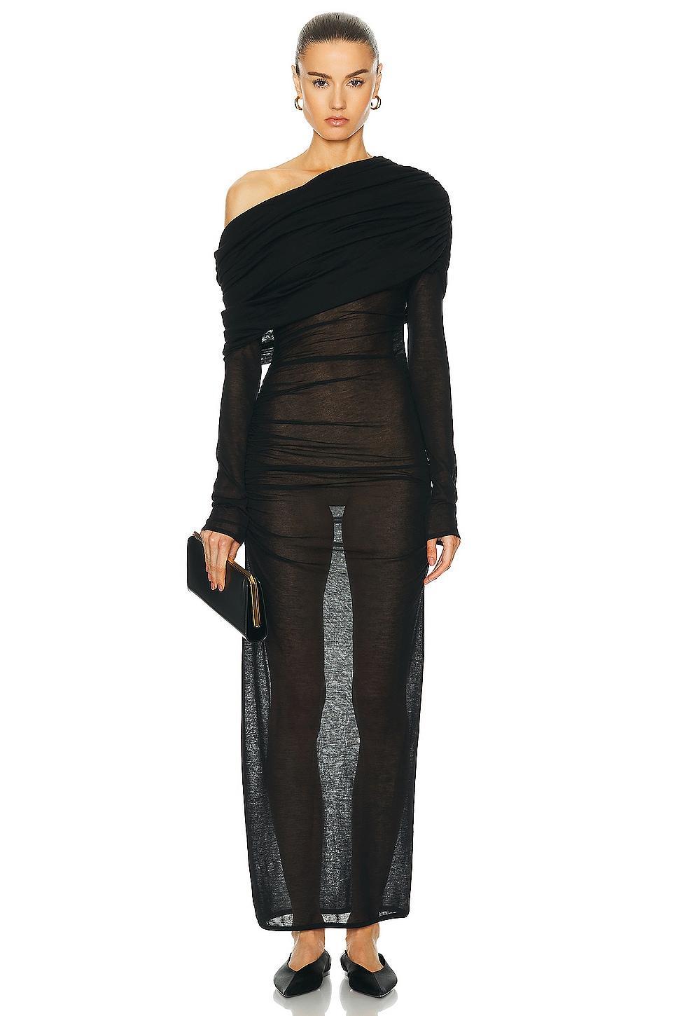 Saint Laurent One Shoulder Gown Black. (also in M, S). Product Image