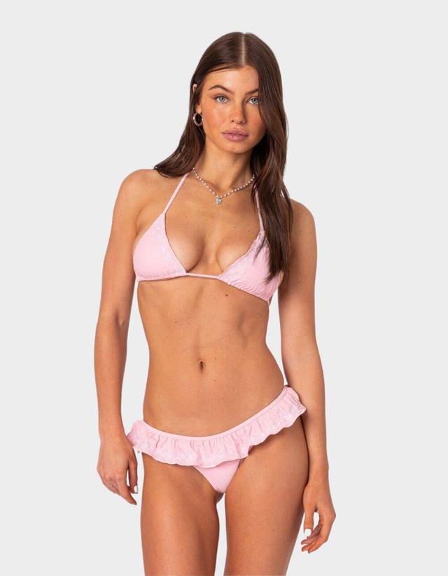 EDIKTED Frilly Triangle Bikini Top Product Image