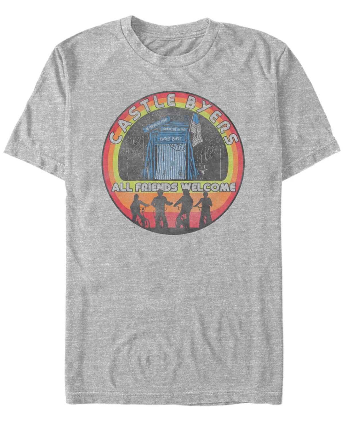 Mens Stranger Things Group Shot Castle Byers All Friends Welcome Tee Athletic Grey Product Image