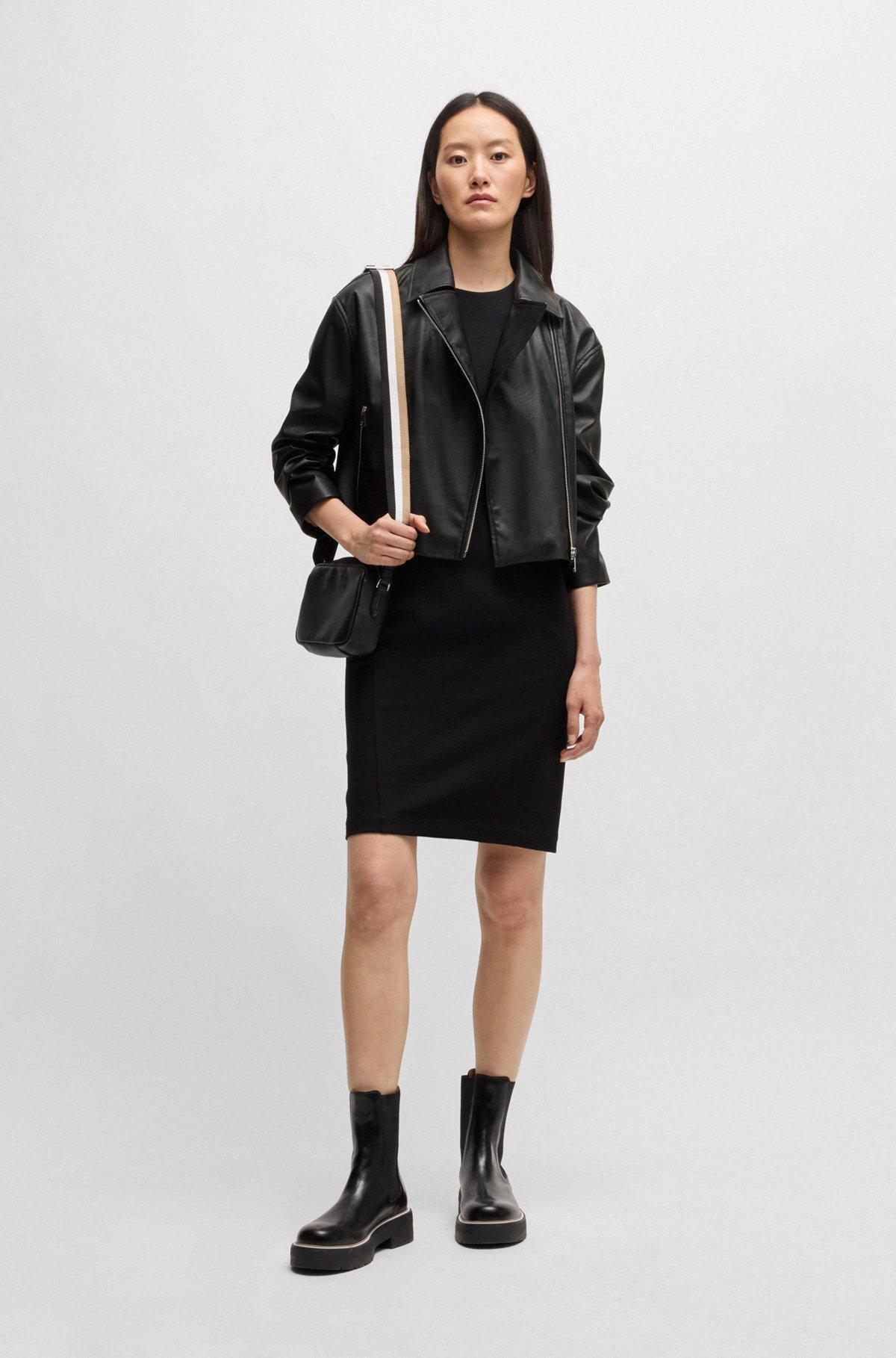 Faux-leather biker-style jacket with signature trims Product Image