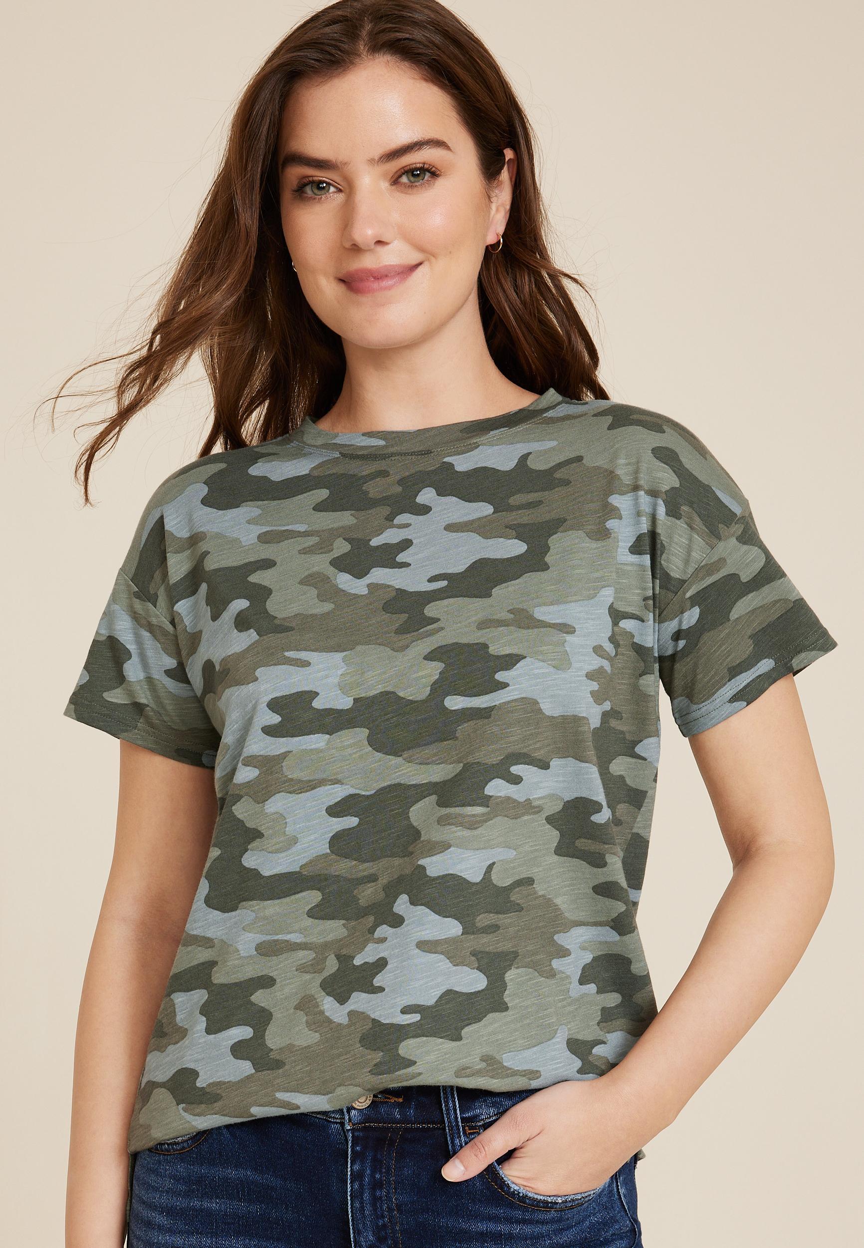 Maurices Womens 24/7 Dawson Camo Crew Neck Tee Size XX Large Product Image