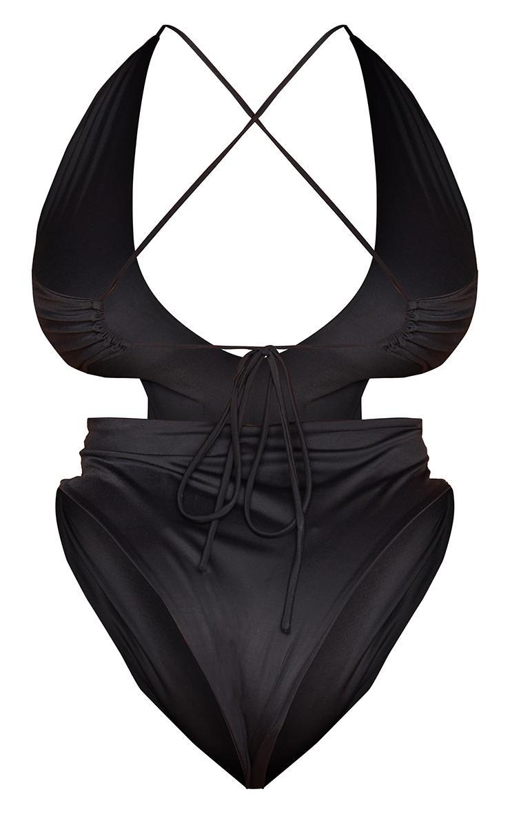 Plus Black Cross Front Cut Out Swimsuit Product Image