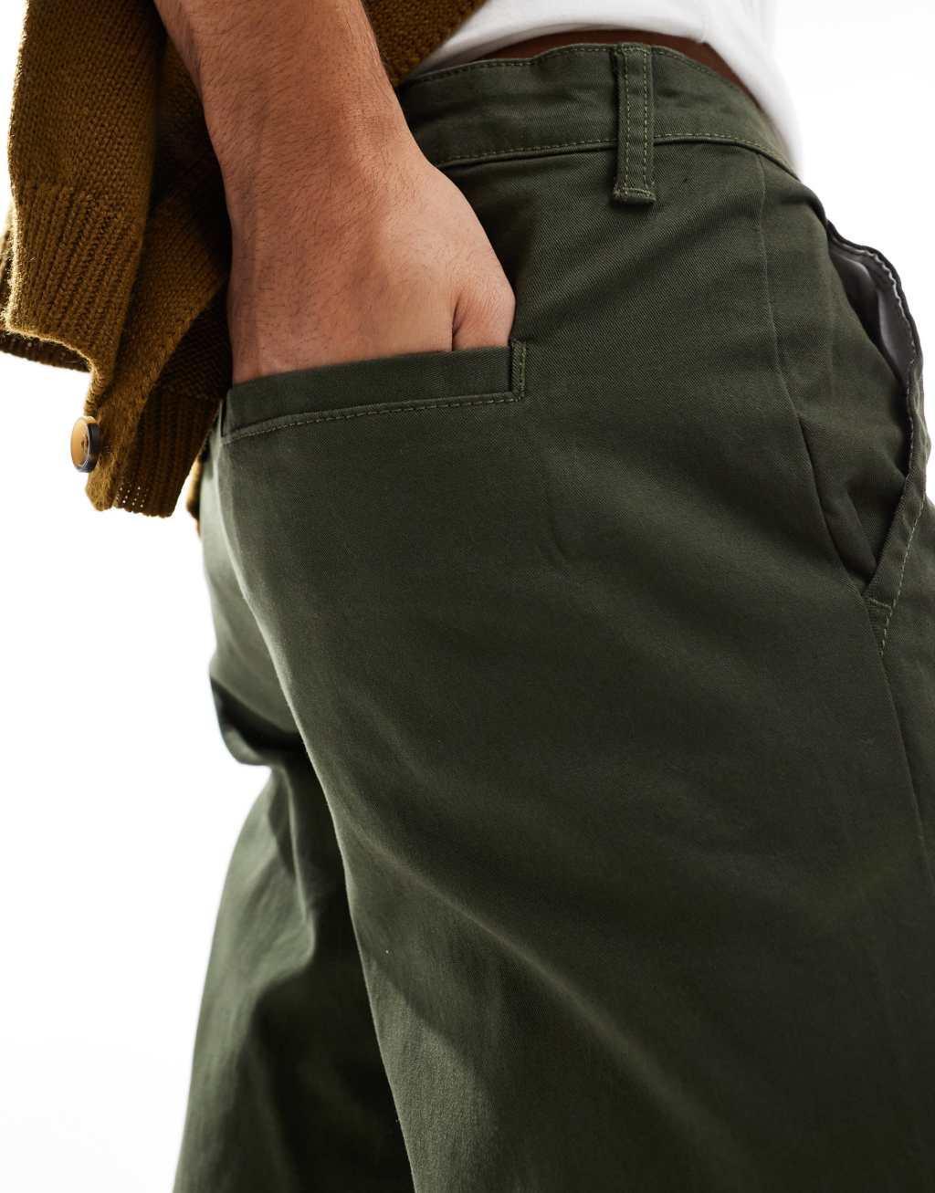 ASOS DESIGN slim chinos in dark khaki Product Image