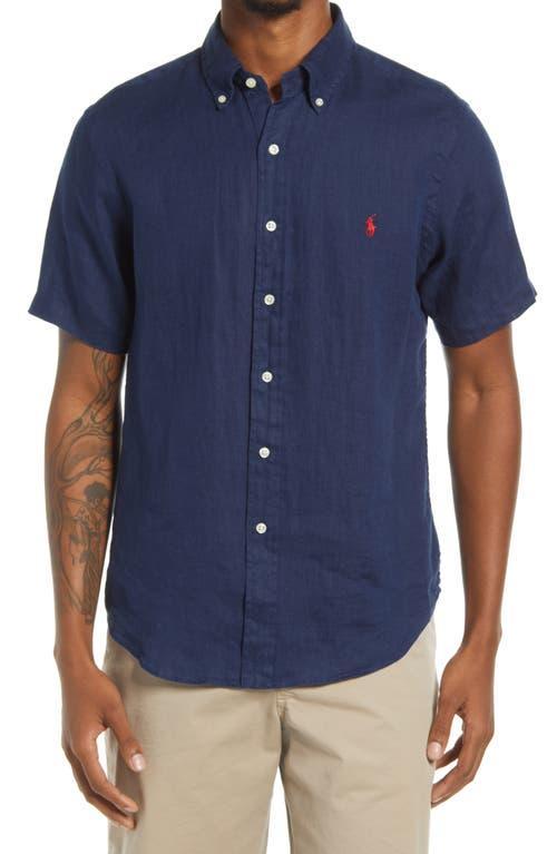 Polo Ralph Lauren Short Sleeve Linen Button-Down Shirt Product Image