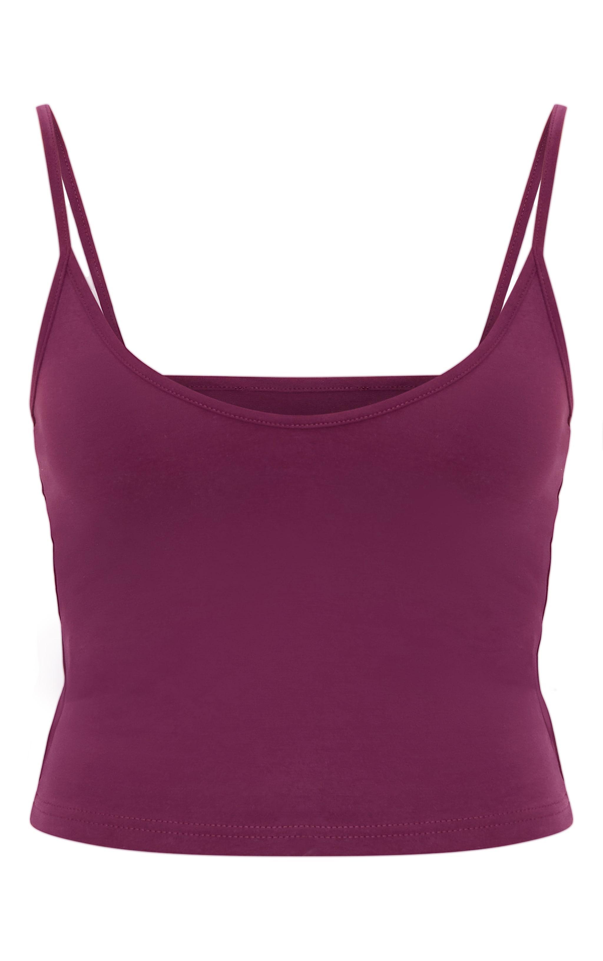 Burgundy Premium Soft Touch V Neck Strappy Cami Product Image