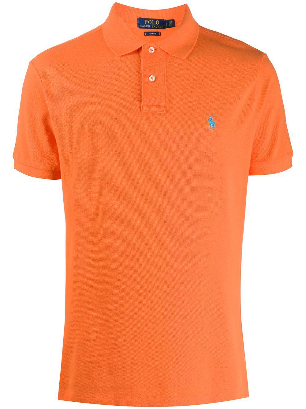 Short Sleeve Polo Shirt In Orange Product Image