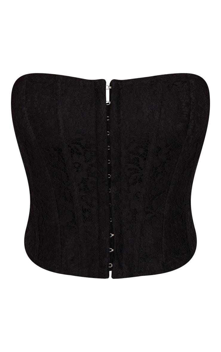 Petite Black Lace Boned Hook And Eye Corset Product Image