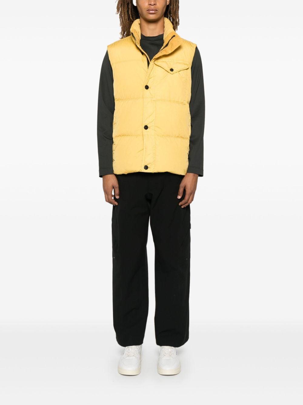 STONE ISLAND Crinkled Gilet In Yellow Product Image