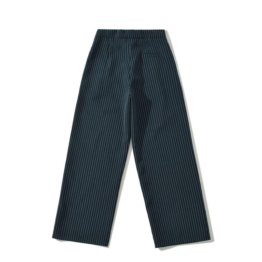 High Waist Pinstriped Wide Leg Pants Product Image