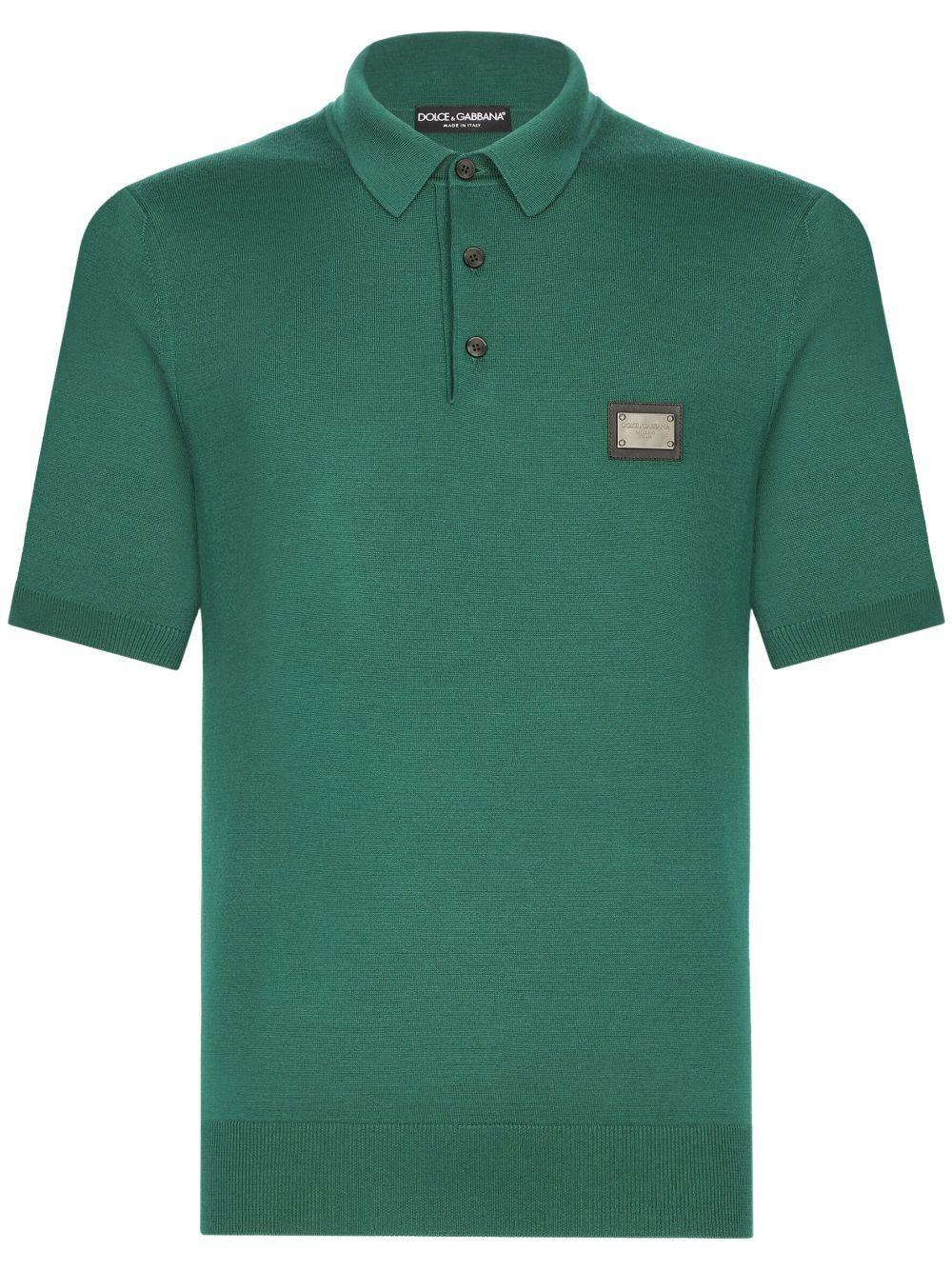 Dg Essentials Wool Polo Shirt In Dark_musk_green Product Image