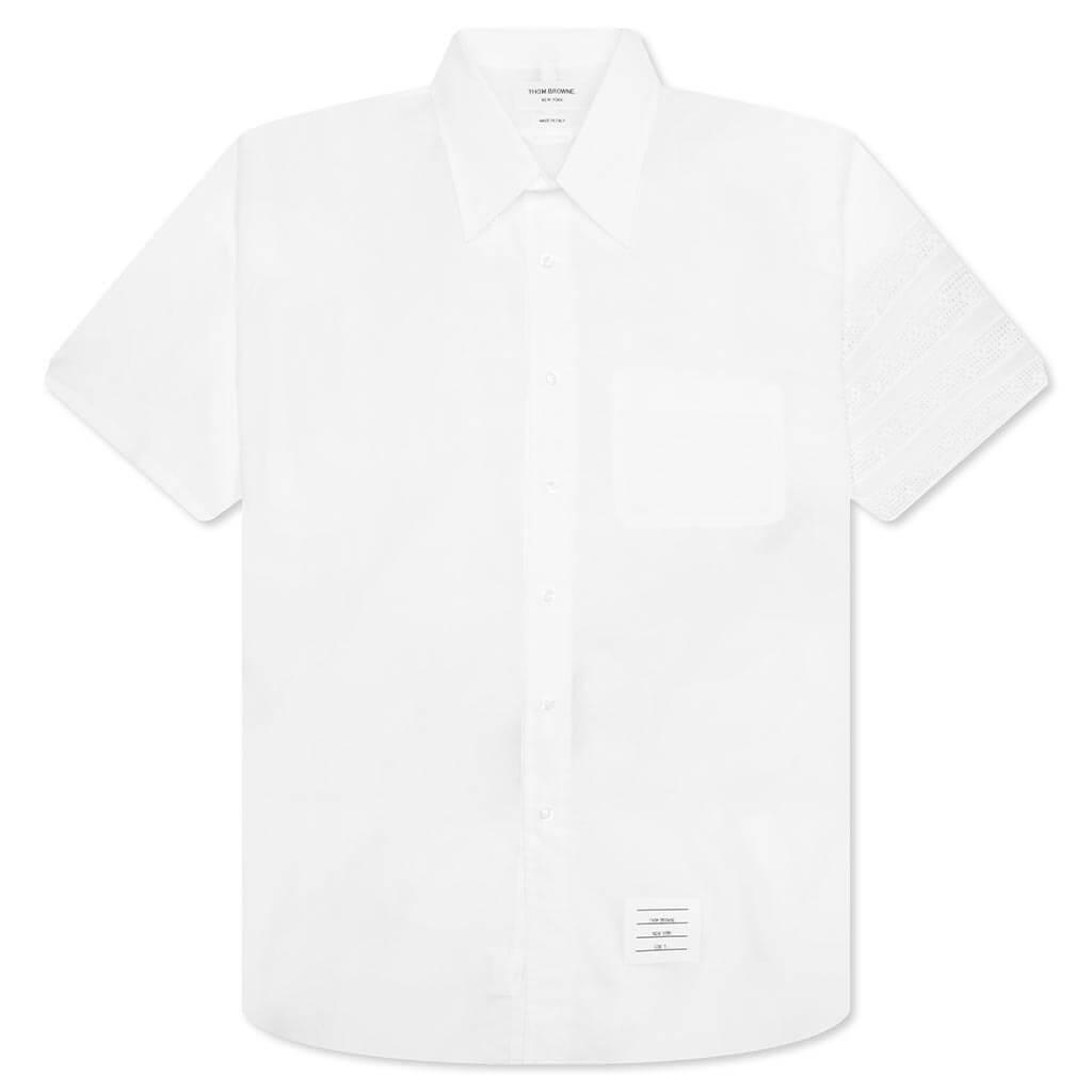 Straight Fit 4Bar Button Down S/S Shirt - White Male Product Image