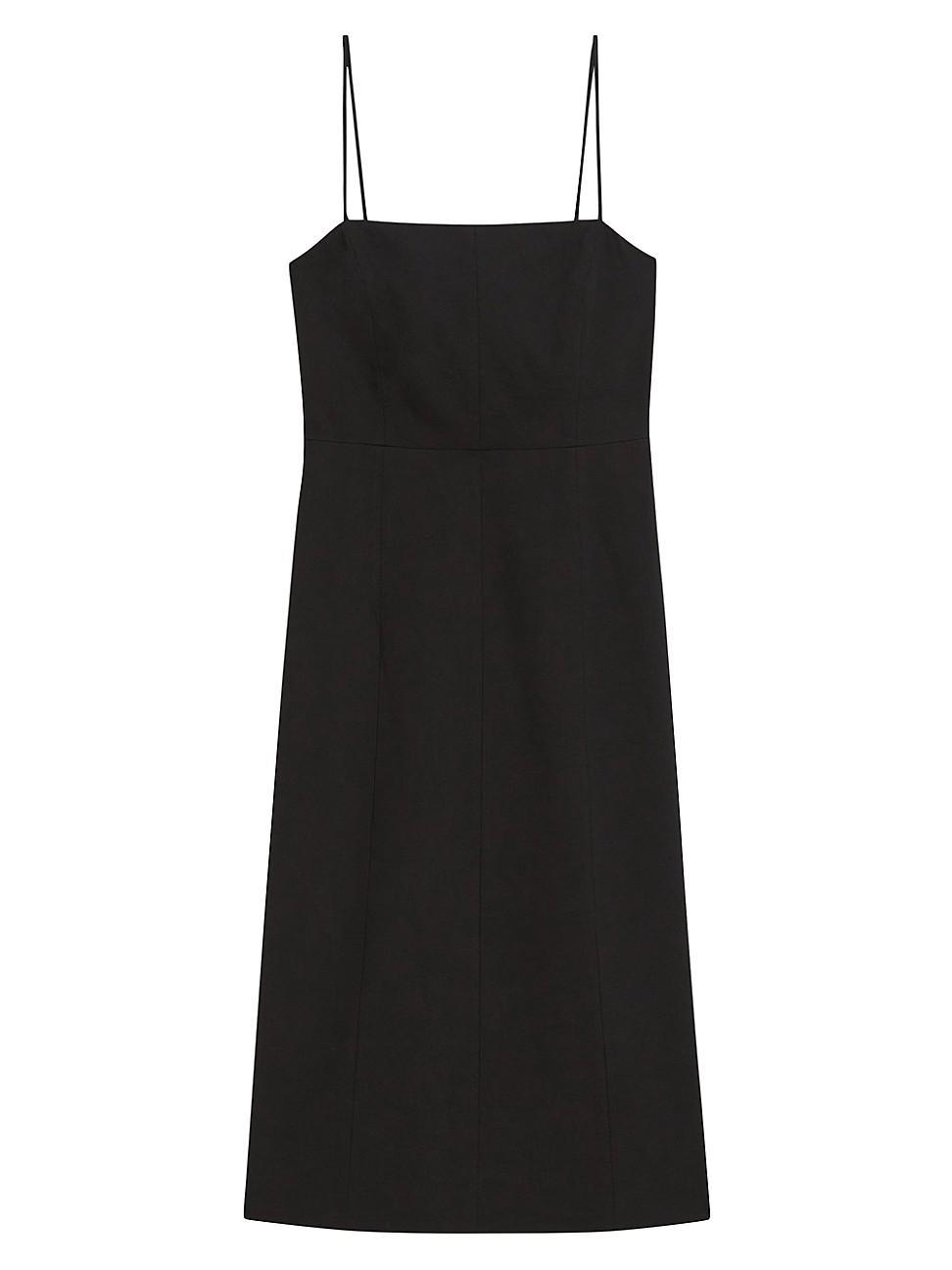 Womens Strappy Linen-Blend Midi-Dress product image