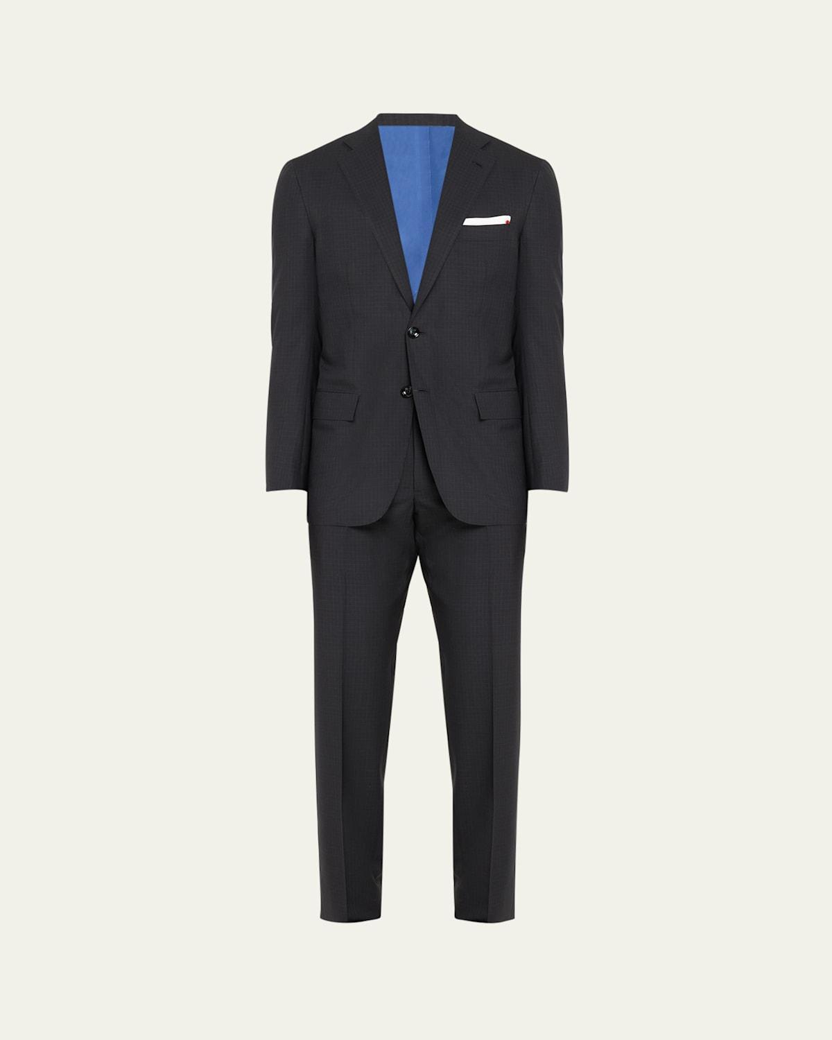 Mens Grid Check Wool Suit Product Image