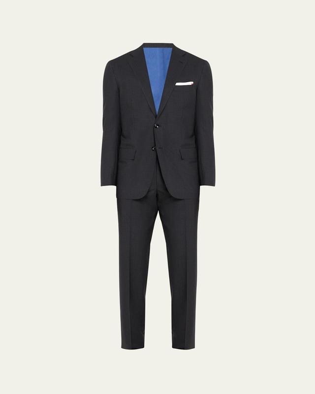 Mens Grid Check Wool Suit Product Image