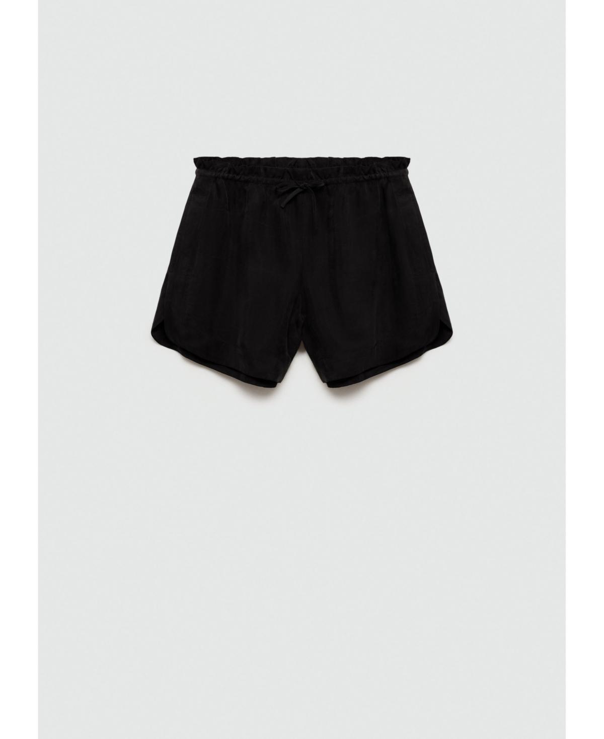 Mango Womens High-Waisted Straight-Fit Cupro Shorts Product Image