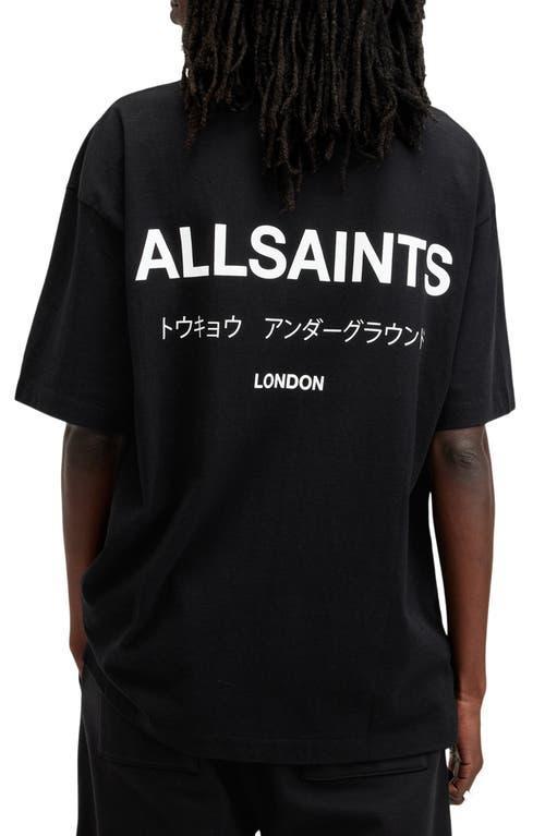 ALLSAINTS Underground Oversize Graphic T-shirt In Jet Black Product Image