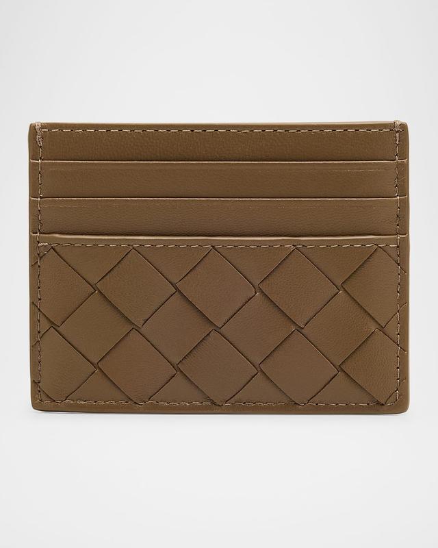 BURBERRY Men's Sandon Embossed Check Leather Card Holder In Black Product Image