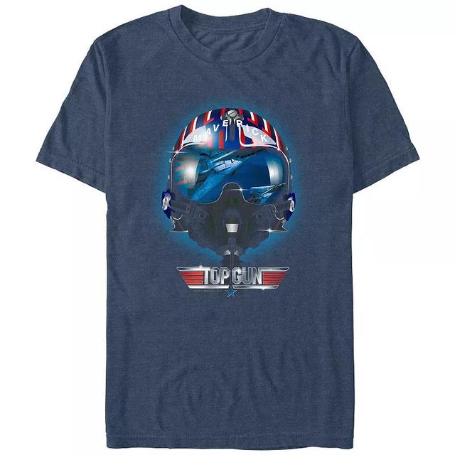 Mens Top Gun Maverick Helmet Graphic Tee Navy Grey Product Image