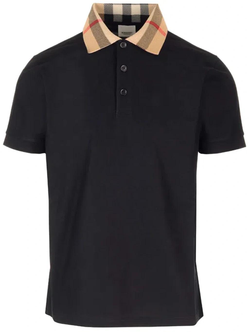 Black Cotton Polo Shirt In Black/neutrals Product Image