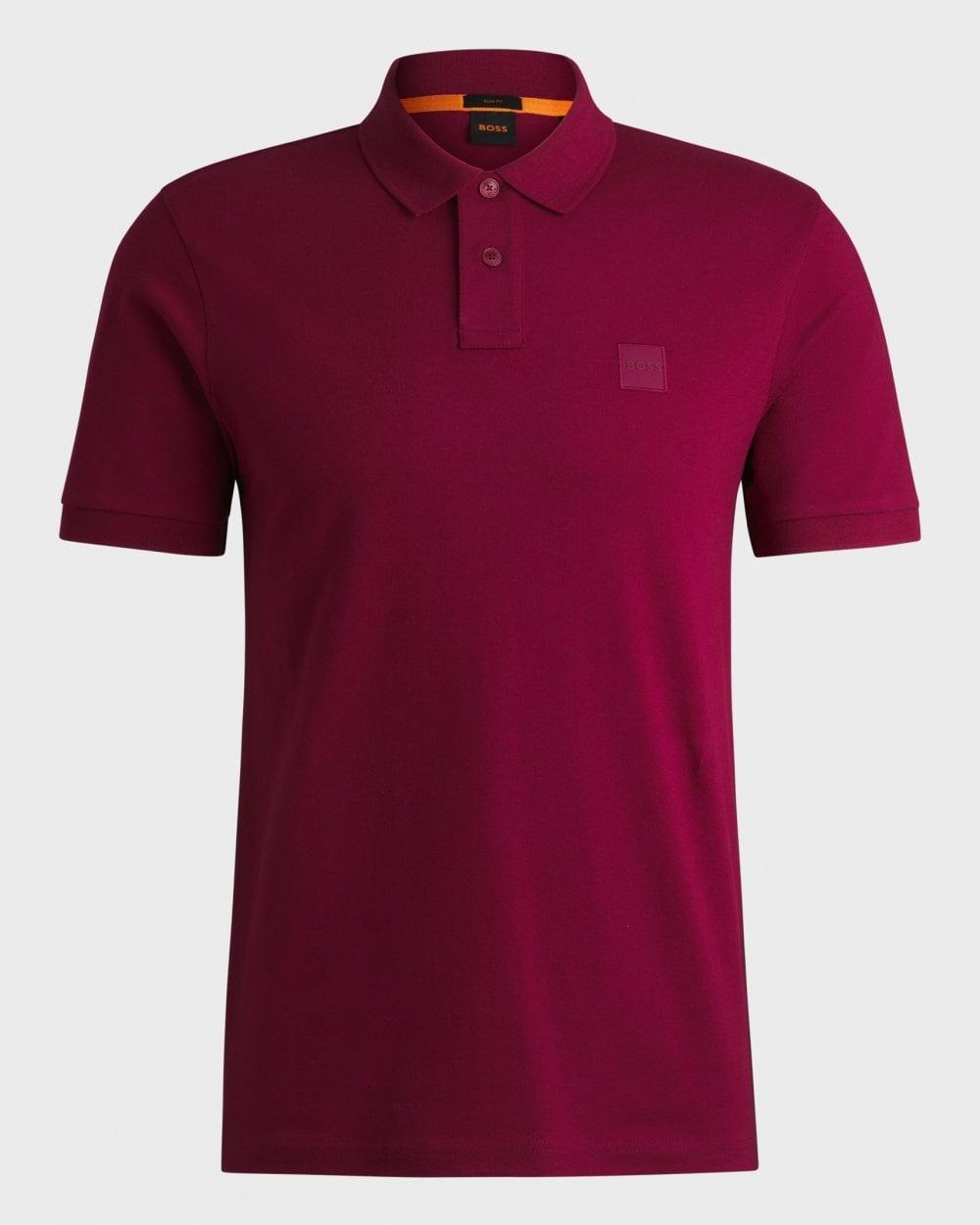 Stretch-cotton Slim-fit Polo Shirt With Logo Patch In Open Red 640 Product Image