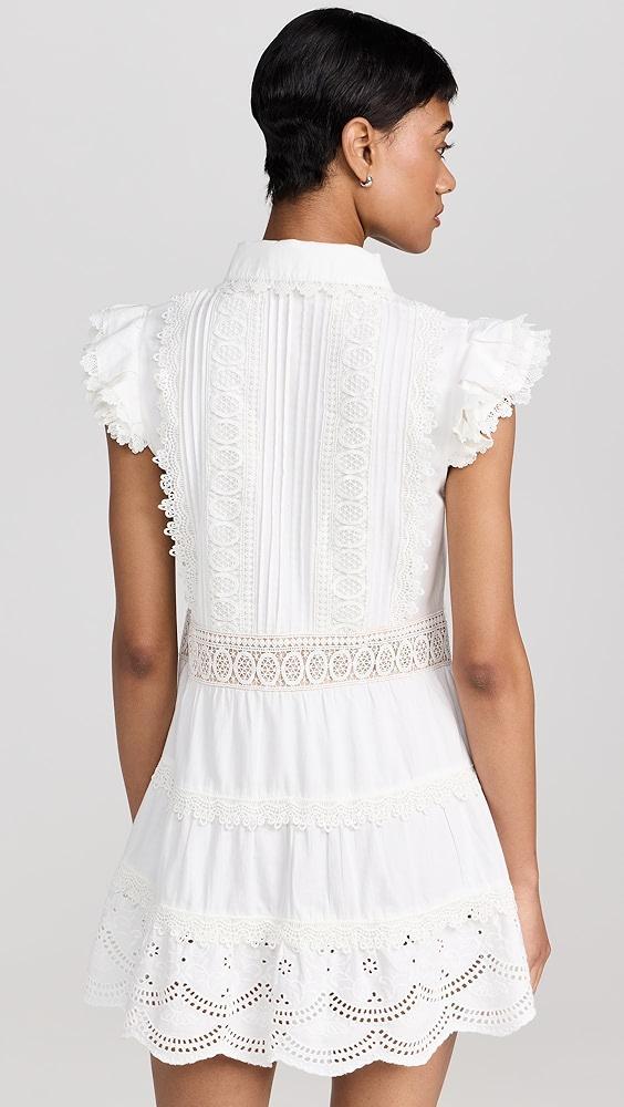 alice + olivia Meeko Embroidered Ruffle Sleeve Shirt Dress | Shopbop Product Image