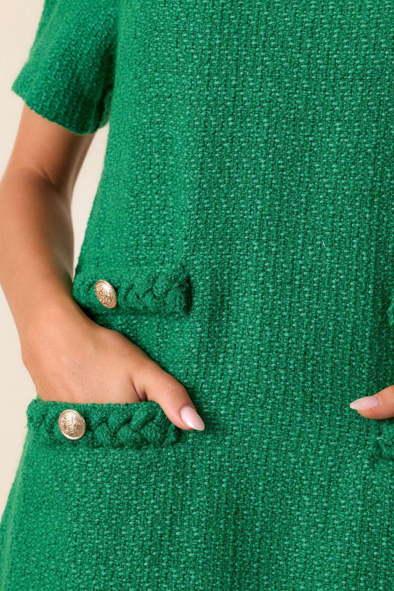 Midsummer Nights Green Tweed Mini Dress Product Image