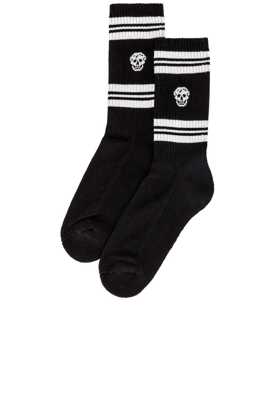 Alexander McQueen Skull Stripe Socks Black. (also in L). Product Image