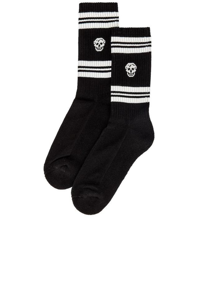 Alexander McQueen Skull Stripe Socks in Black Product Image