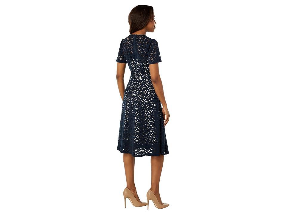 Maggy London Jewel Neck Eyelet Midi Dress Product Image