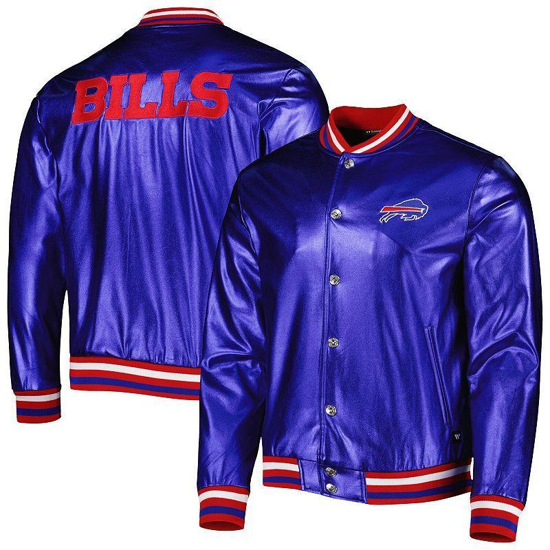 Mens The Wild Collective Royal Buffalo Bills Metallic Bomber Full-Snap Jacket Product Image