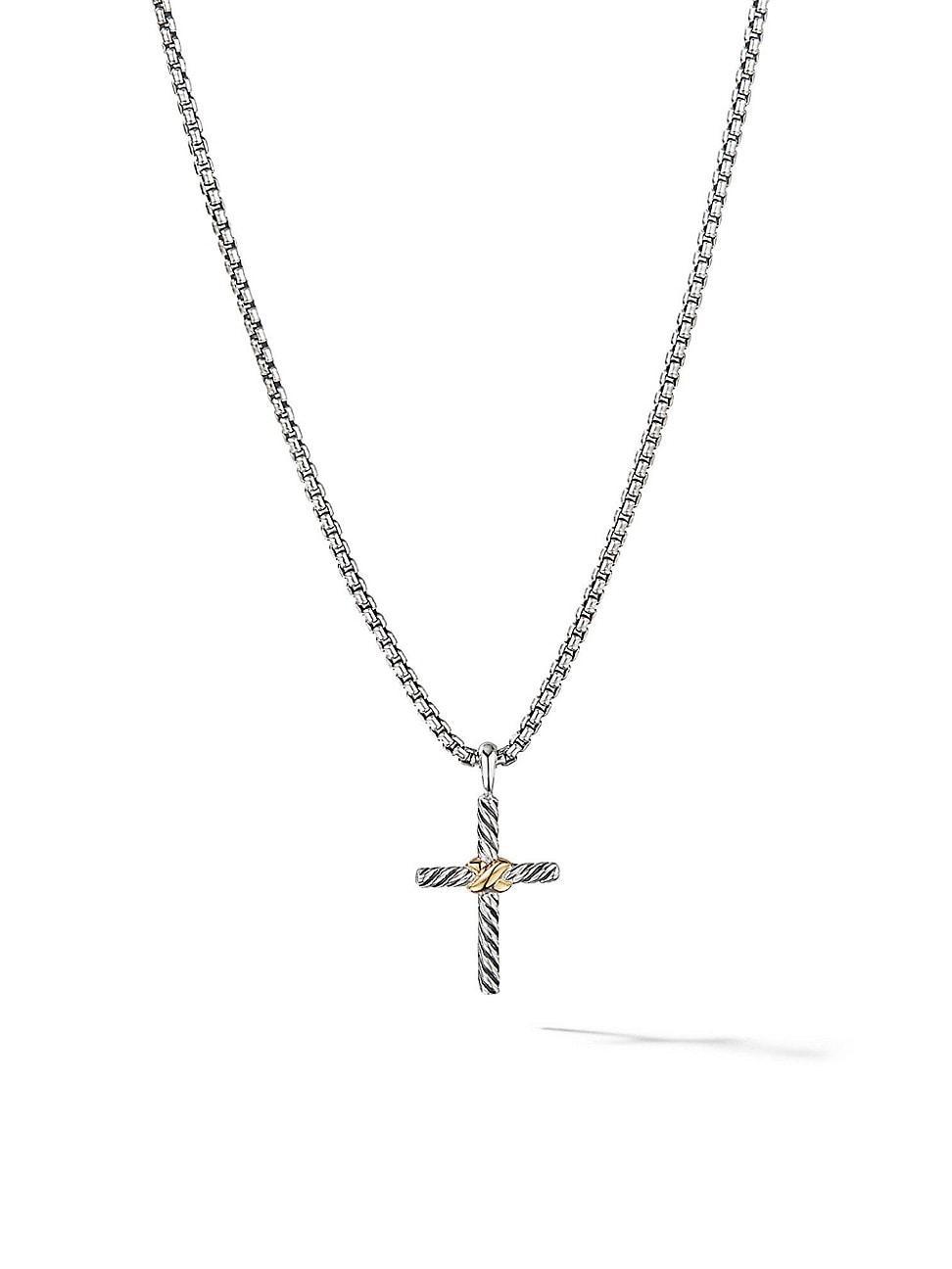 Womens Petite X Cross Necklace with 14K Yellow Gold Product Image