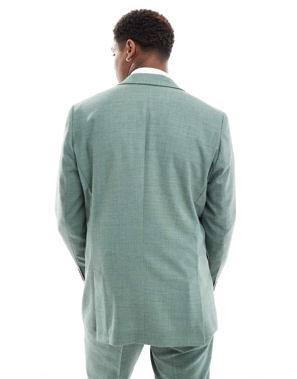 Selected Homme linen mix slim fit suit jacket in green Product Image