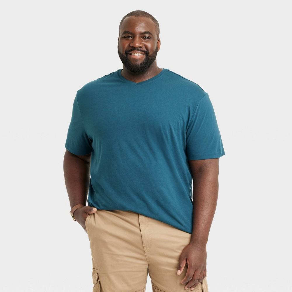 Mens Big & Tall Every Wear Short Sleeve V-Neck T-Shirt - Goodfellow & Co Thunderbolt Blue 4XL Product Image