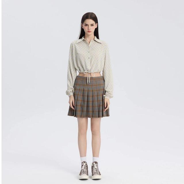 Womens Mid-Rise Woven Pleated Skirt - Wild Fable Dark Plaid Product Image