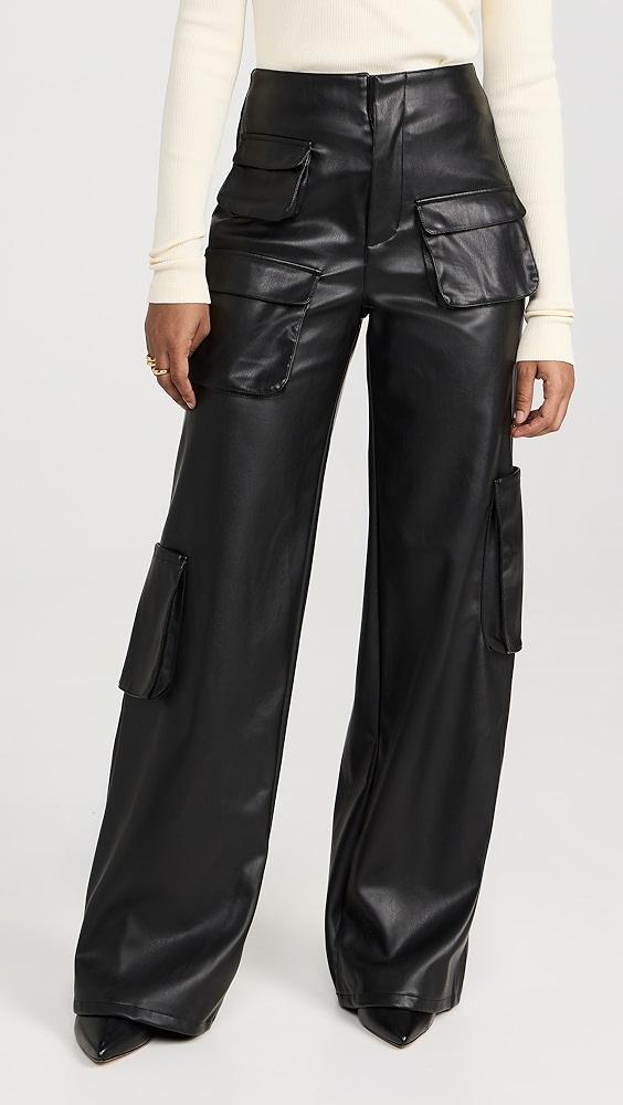 AFRM Faux Leather Maxwell Wide Leg Pants | Shopbop Product Image