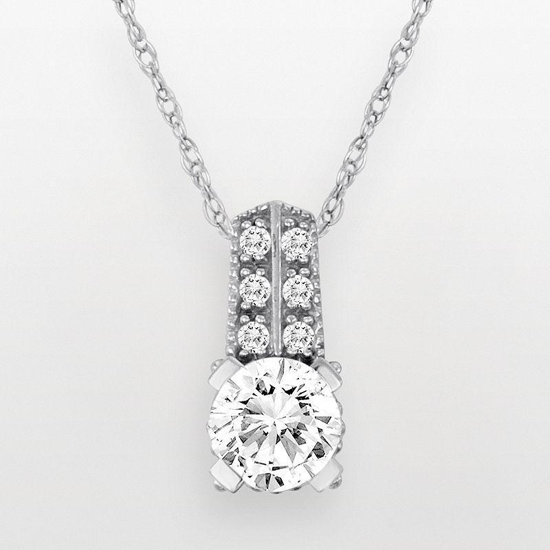 14k White Gold Cubic Zirconia Pendant, Womens Multicolor Product Image