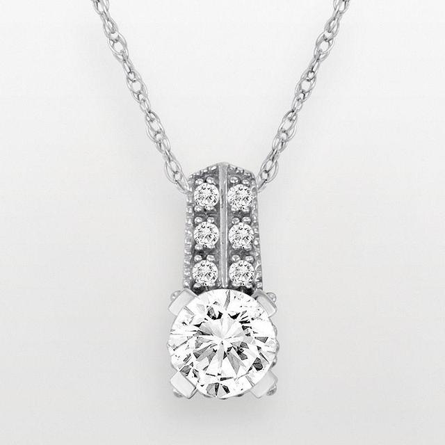 14k White Gold Cubic Zirconia Pendant, Womens Multicolor Product Image