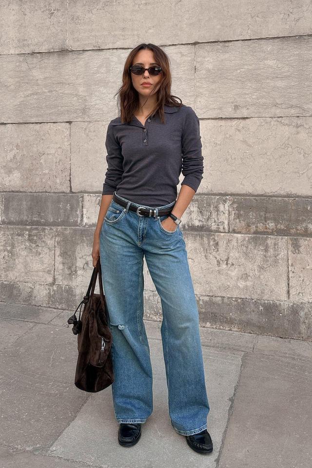 Wide Leg Mid Waist Jeans Product Image