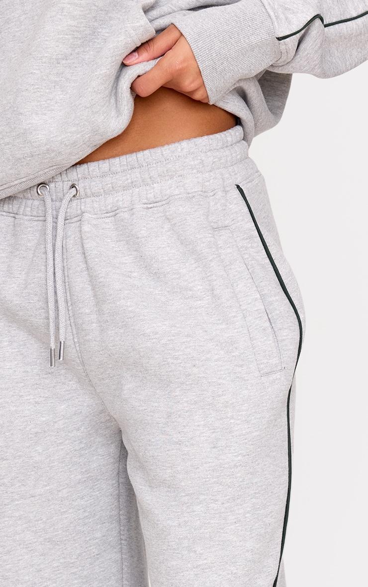 Grey Marl Side Stripe Zip Up Hem Wide Leg Sweatpants Product Image