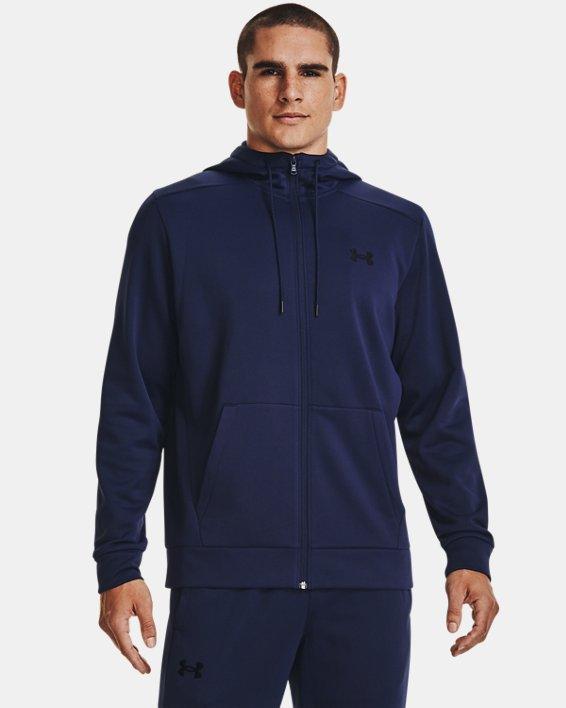 Mens Under Armour Full-Zip Fleece Hoodie Black Navy Product Image