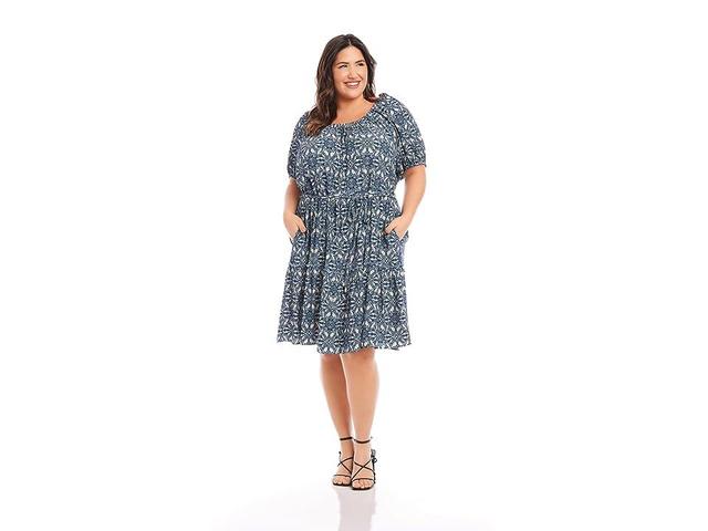 Karen Kane Plus Size Tiered Short Dress (Print) Women's Dress Product Image