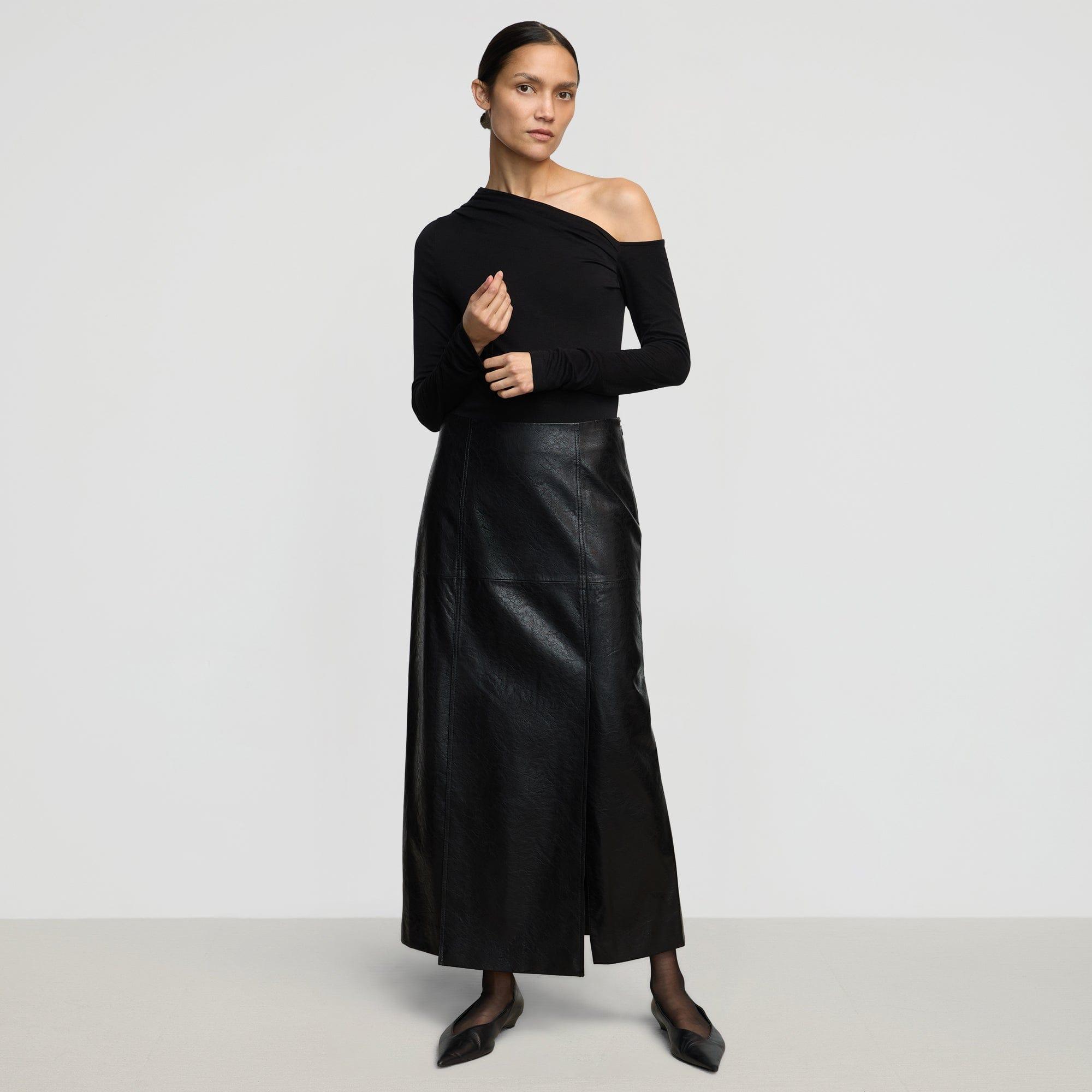 Rama Front-Vent Vegan Leather Skirt Product Image