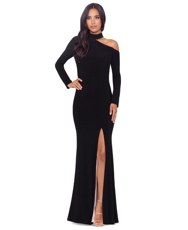 Xscape Evenings Cutout Shoulder Long Sleeve Gown Product Image