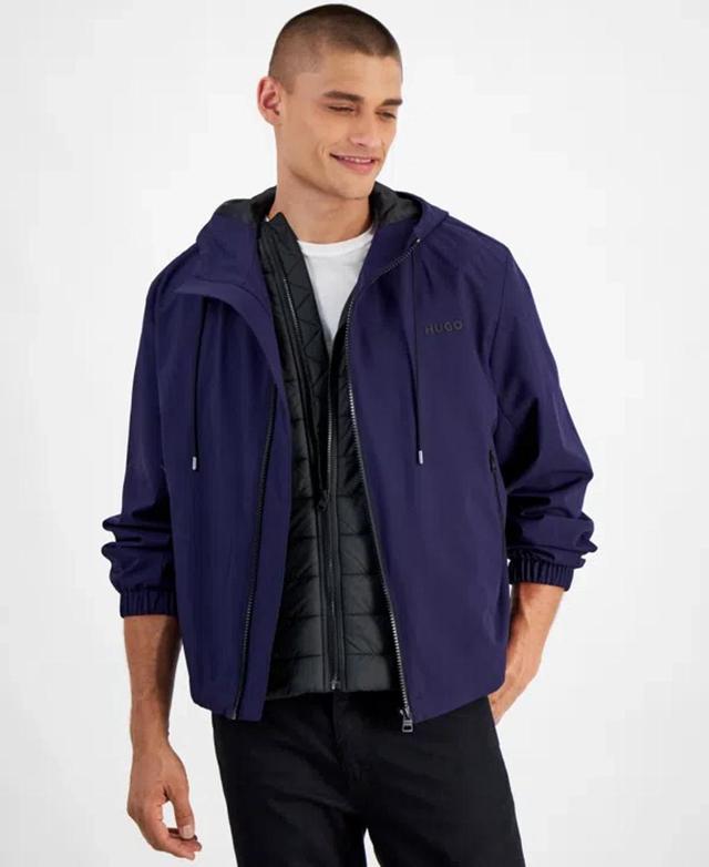 HUGO BOSS Hugo By  Men's Slim-fit Lightweight Hooded Water-repellent Windbreaker Jacket In Navy Product Image