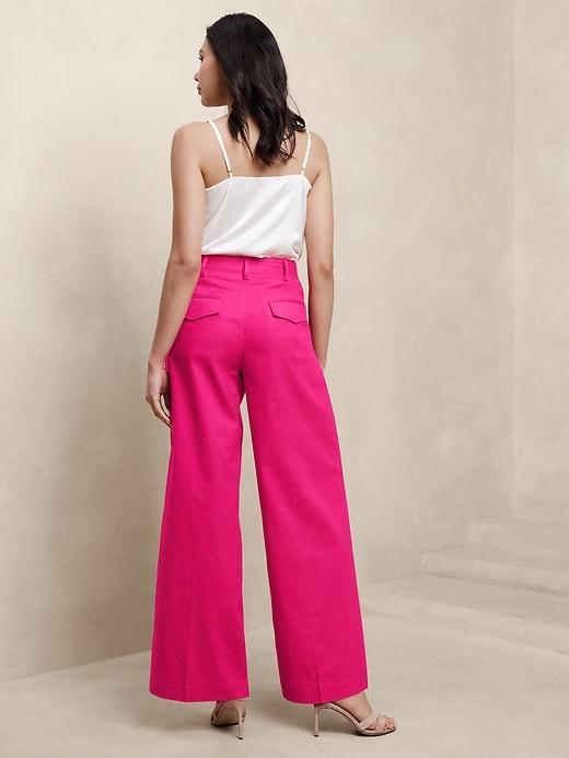 Linen-Blend Wide-Leg Pleated Trouser product image