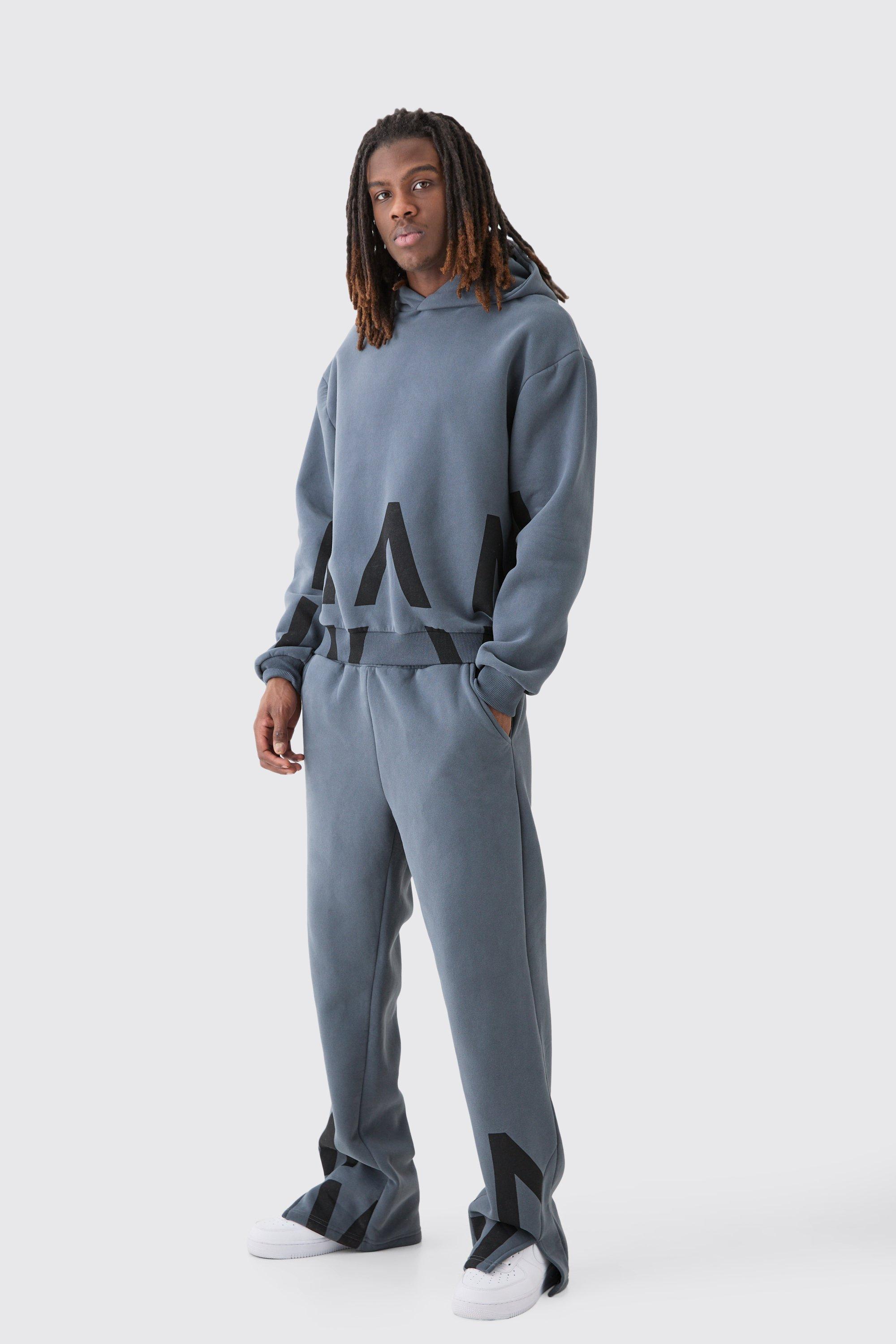 Oversized Boxy Peached Man Dash Split Hem Tracksuit | boohooMAN USA Product Image