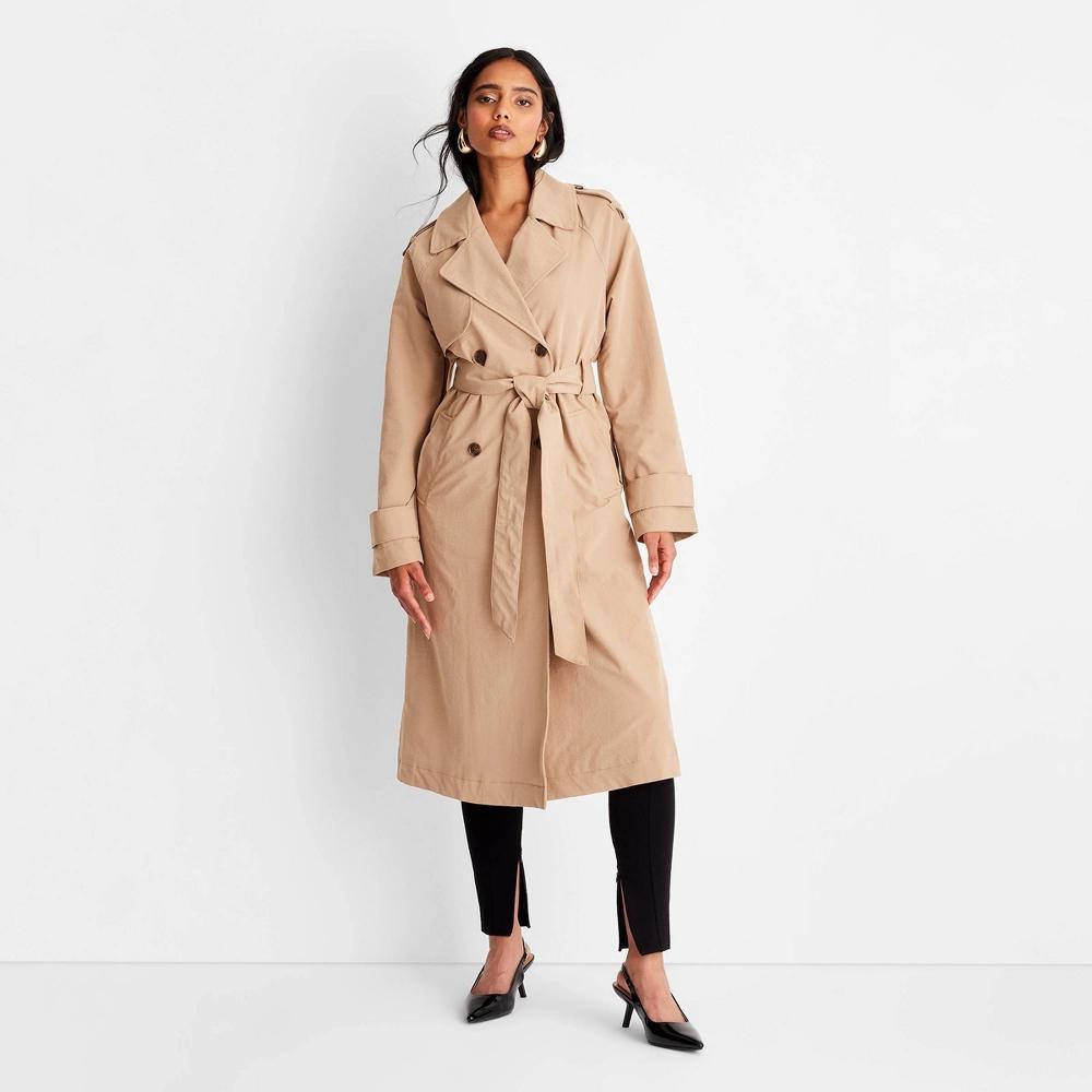 Women's Classic Trench Coat - A New Day™ Tan M Product Image