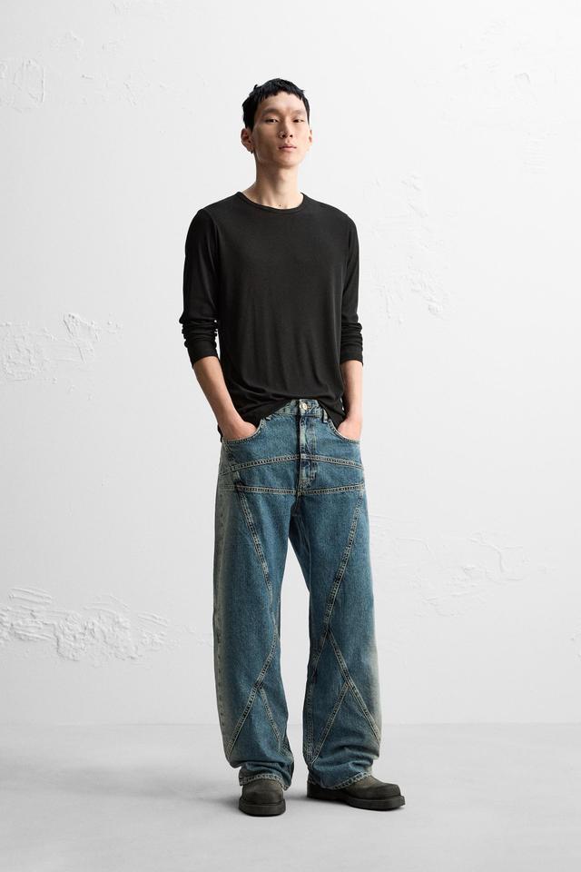 STRAIGHT FIT SEAM JEANS Product Image